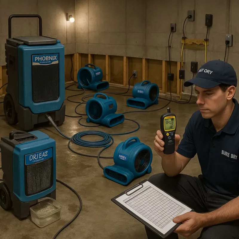 Structural Drying and Dehumidification process in Wamac, IL
